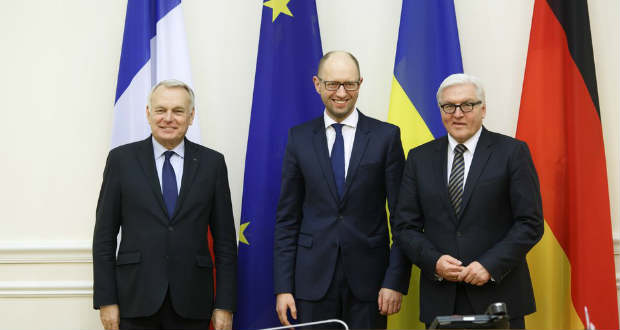 A kelet-ukrajnai konfliktusról tárgyalt a német és a francia külügyminiszter az ukrán kormányfővel