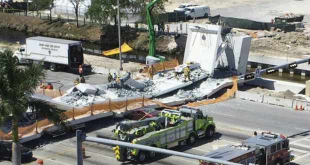 Összedőlt egy gyalogos felüljáró Miamiban, többen meghaltak