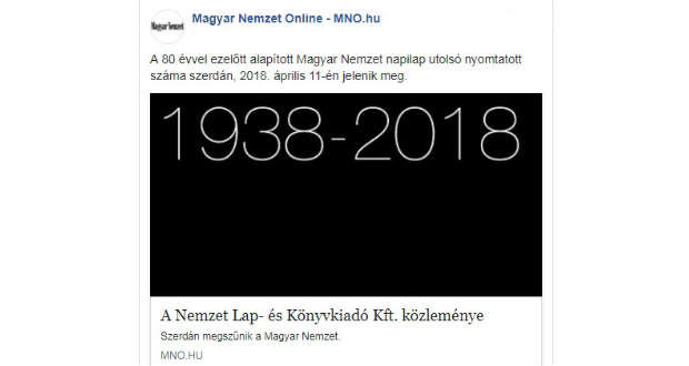 Megszűnik a Magyar Nemzet