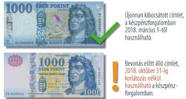 Szerdán lehet utoljára fizetni a régi 1000 forintos bankjegyekkel