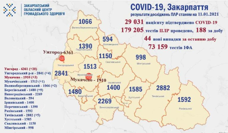 44 koronavírussal fertőzöttet regisztráltak Kárpátalján
