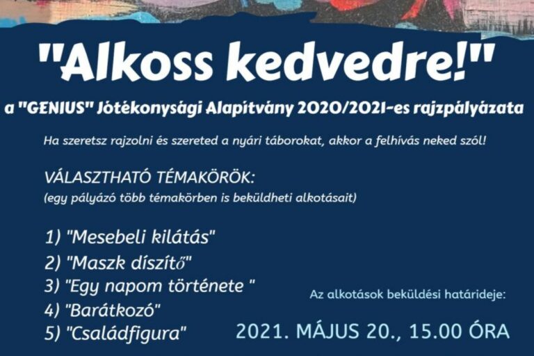 „Alkoss kedvedre!” – a „GENIUS” Jótékonysági Alapítvány 2021-es rajzpályázata