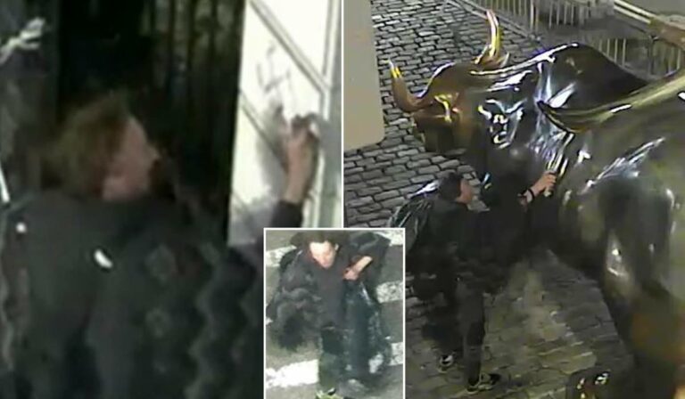 Horogkereszteket mázoltak a New York-i városházára és a Wall Street bikaszobrára