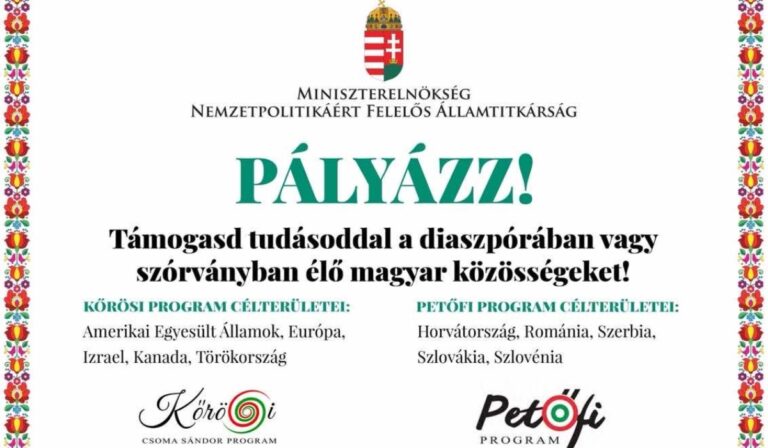 Július végéig várja a jelentkezőket a Kőrösi Csoma Sándor és a Petőfi Sándor Program