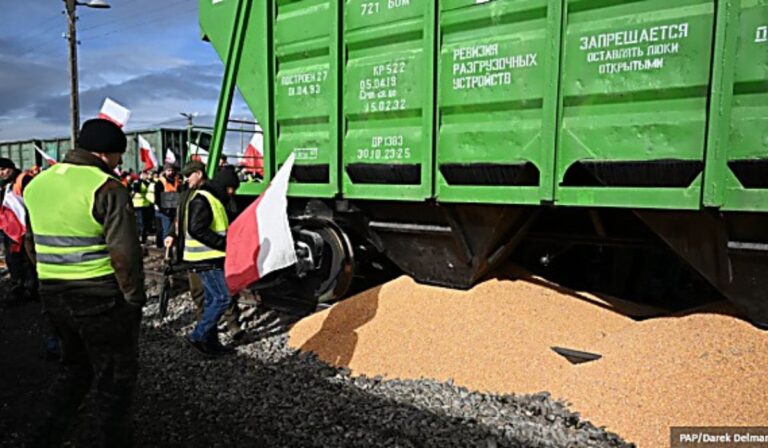 Több vagon ukrán gabonát borítottak ki a lengyel gazdák