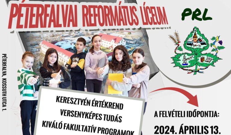 Felvételt hirdet a Péterfalvai Református Líceum