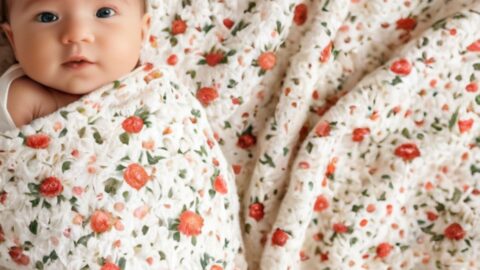 kisbaba virágos takaró