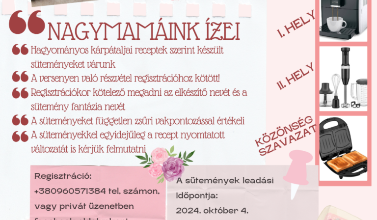 Nagymamáink ízei – sütiversenyt hirdet a Kárpátaljai Rózsahölgyek Társasága