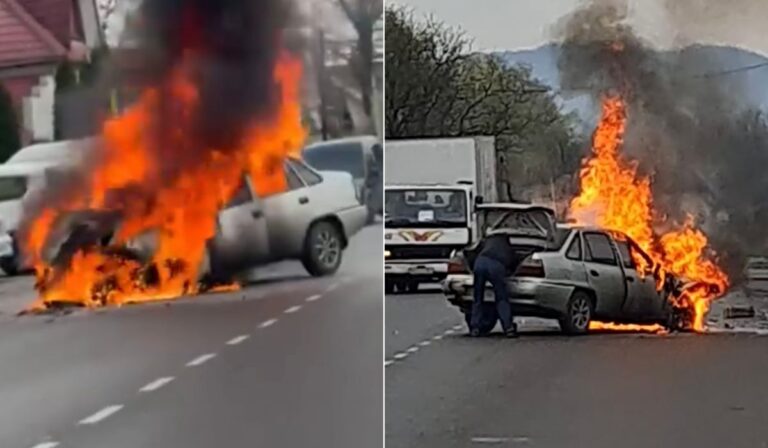 Ütközés következtében gyulladt ki egy autó a Huszti járásban