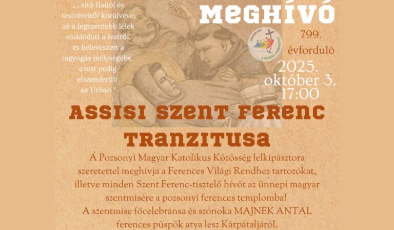 Majnek Antal püspök vezeti Szent Ferenc ünnepét Pozsonyban