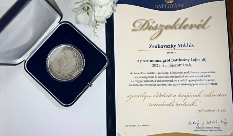 Posztumusz Batthyány Lajos-díjban részesült Zsukovszky Miklós