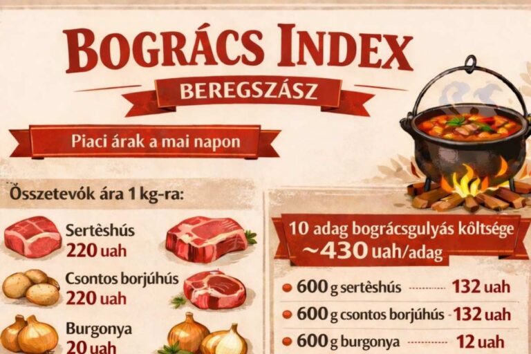 Bogrács-index Beregszászban: 43 hrivnya egy adag hagyományos gulyás